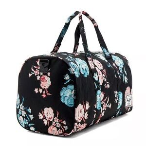 Herschel Black Floral Large Duffel Bag